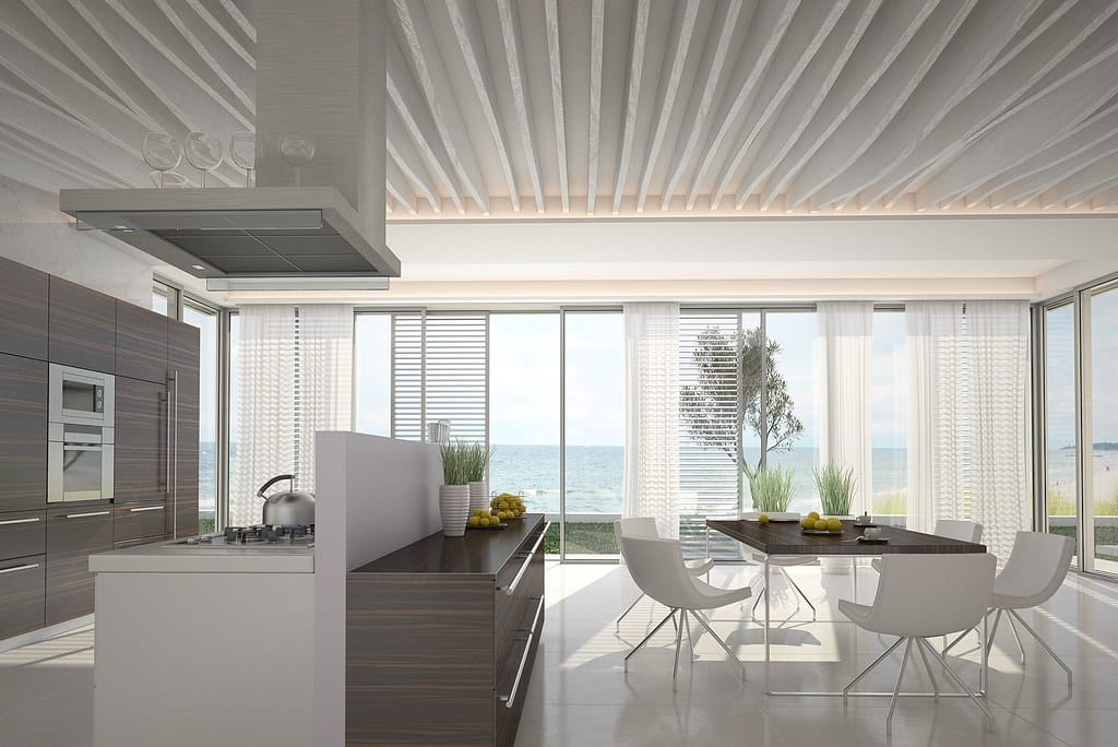 Bright, modern apartment living and dining space with natural light