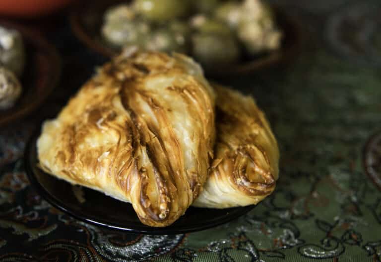 Traditional Maltese pastizzi and ftira bread, the kind served at Ta' Nenu in Valletta
